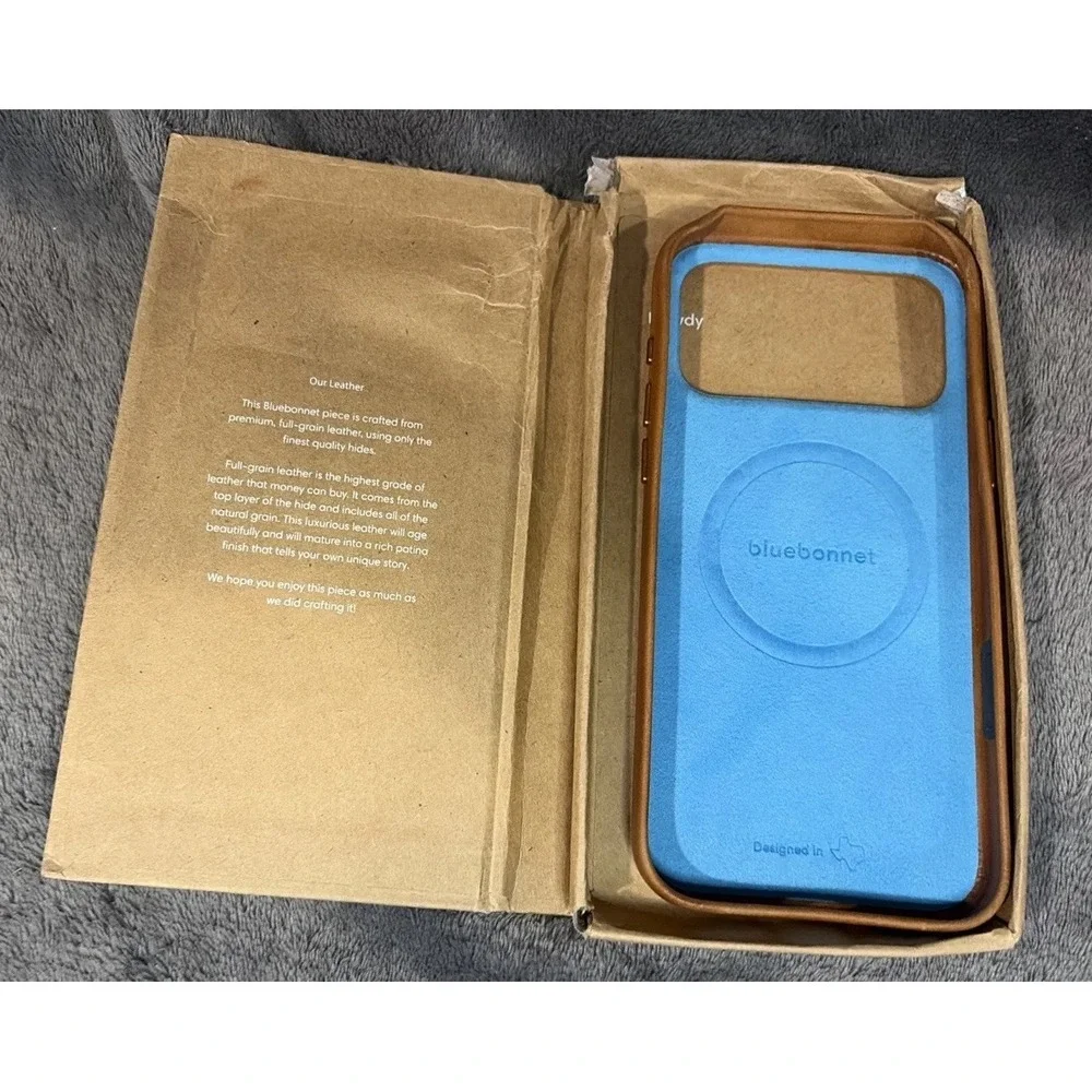 Bluebonnet iPhone Pro Max 17 Saddle Leather Case~Made In USA Austin TX
